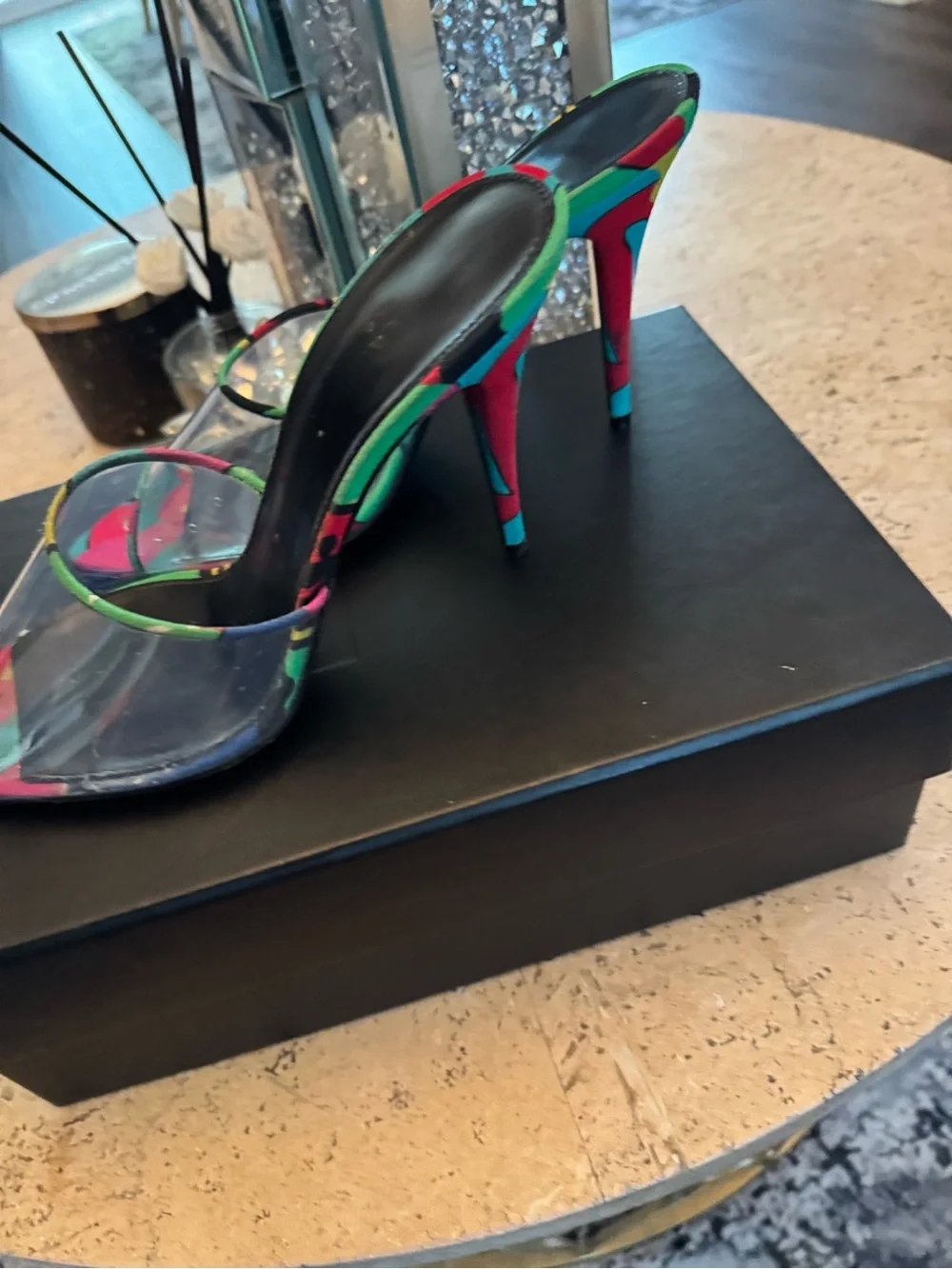 Saint Laurent Printed PVC Mule Heels Sandals - Picture 7 of 16
